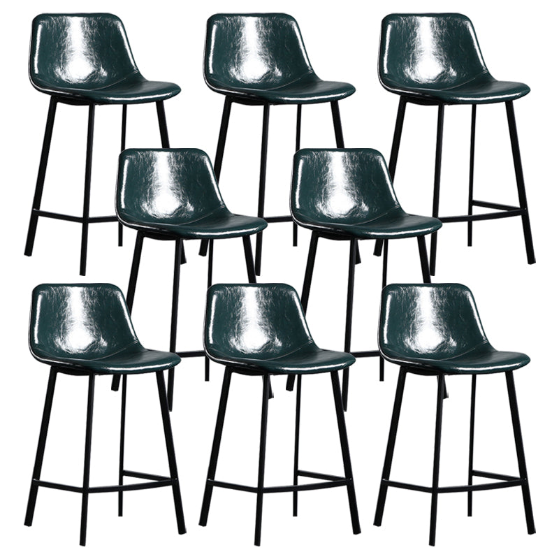 Scandinavian Footrest Reception Stool Matte Finish Faux Leather Barstool Blackish Green Set of 8 Counter Stool(26"H) Clearhalo 'Bar Furniture' 'Bar Stools' 'bar_stools' 'Furniture' 'furniture_bar_stools' 'Kitchen & Dining Furniture' 5085441