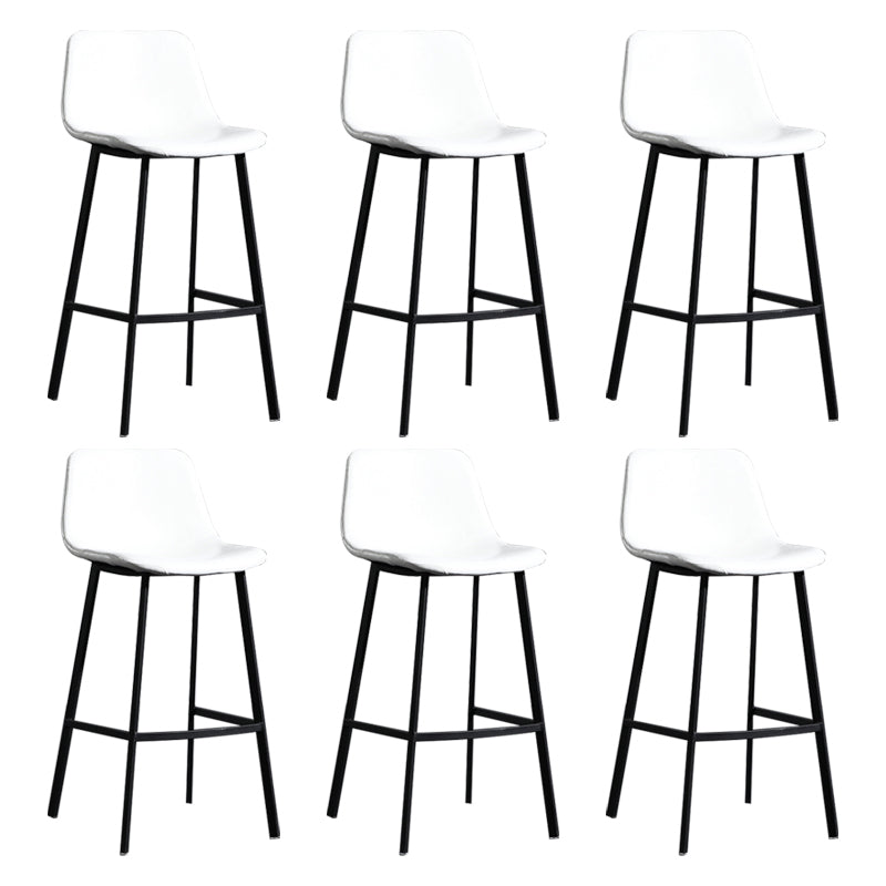 Scandinavian Footrest Reception Stool Matte Finish Faux Leather Barstool Gloss White Set of 6 Bar Stool(30"H) Clearhalo 'Bar Furniture' 'Bar Stools' 'bar_stools' 'Furniture' 'furniture_bar_stools' 'Kitchen & Dining Furniture' 5085444