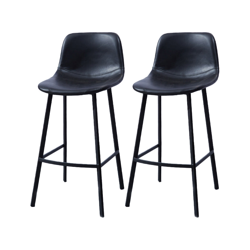 Modern Footrest Coffee Shop Stool Matte Finish Upholstered Bar Stools Black 2 Piece Set Clearhalo 'Bar Furniture' 'Bar Stools' 'bar_stools' 'furn' 'furn_bar_stools' 'Furniture' 'furniture_bar_stools' 'Kitchen & Dining Furniture' 5085593
