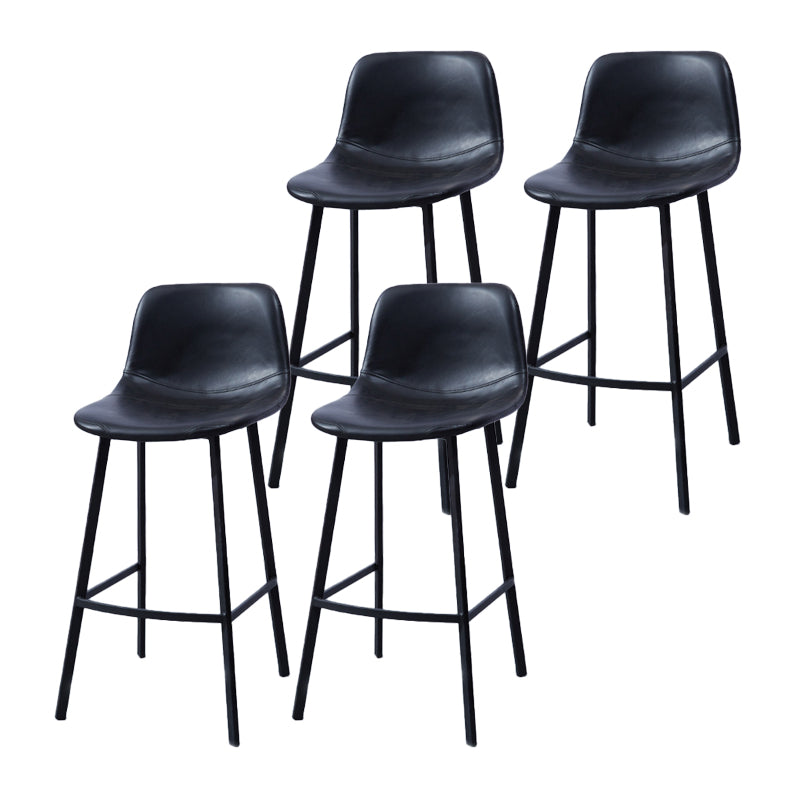 Modern Footrest Coffee Shop Stool Matte Finish Upholstered Bar Stools Black 4 Piece Set Clearhalo 'Bar Furniture' 'Bar Stools' 'bar_stools' 'furn' 'furn_bar_stools' 'Furniture' 'furniture_bar_stools' 'Kitchen & Dining Furniture' 5085595
