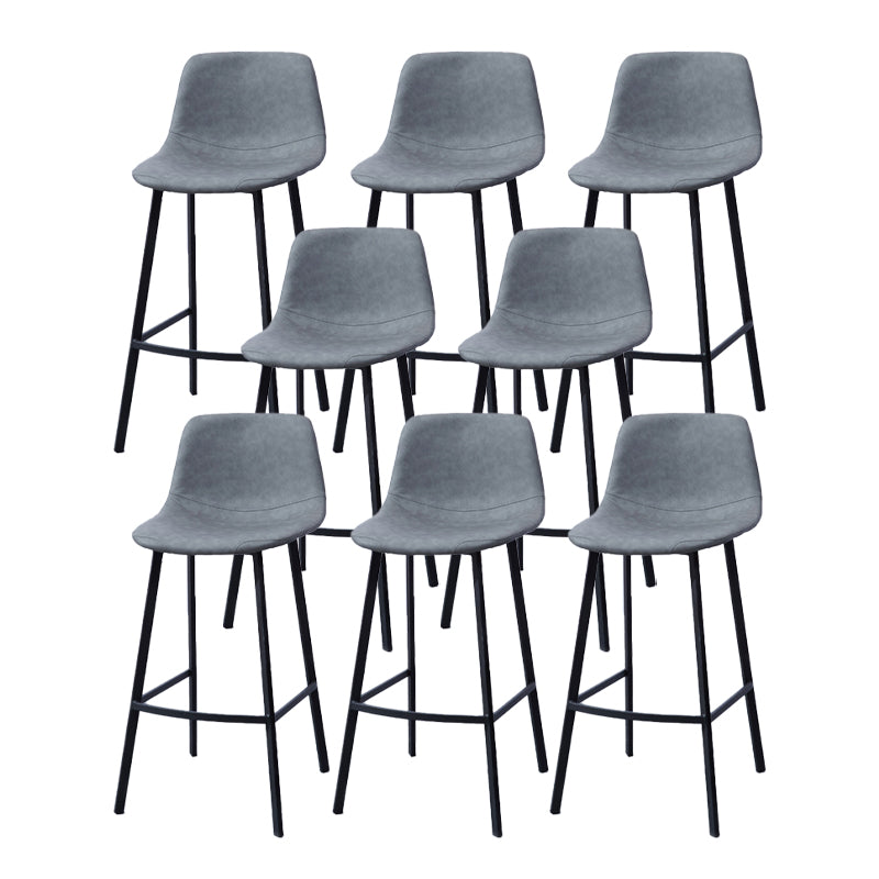 Modern Footrest Coffee Shop Stool Matte Finish Upholstered Bar Stools Grey 8 Piece Set Clearhalo 'Bar Furniture' 'Bar Stools' 'bar_stools' 'furn' 'furn_bar_stools' 'Furniture' 'furniture_bar_stools' 'Kitchen & Dining Furniture' 5085615