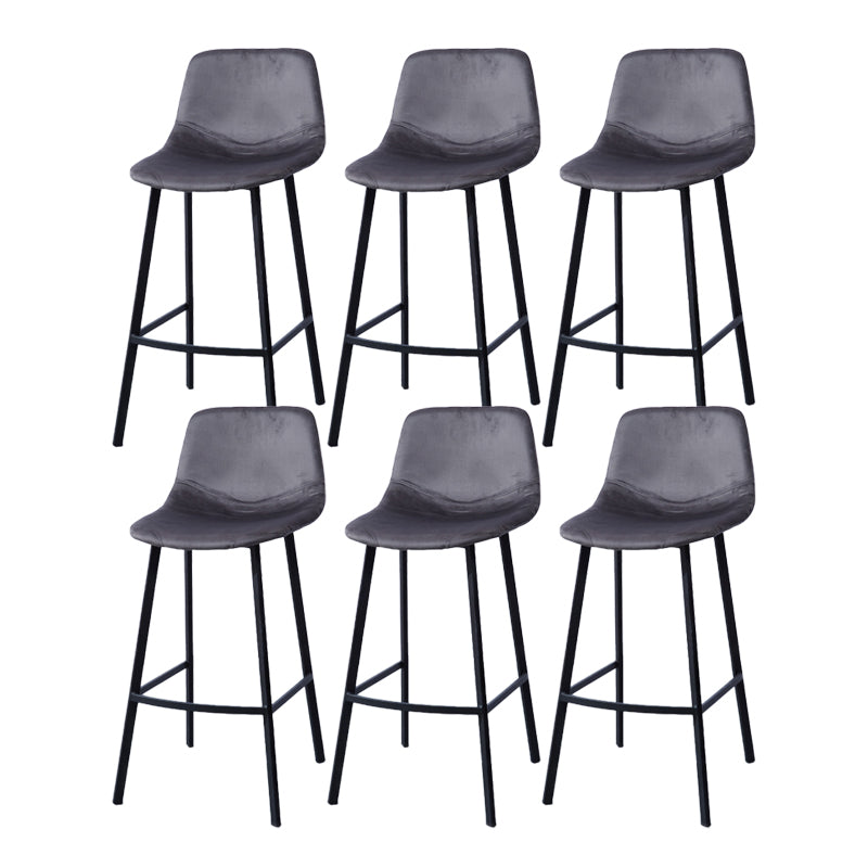 Modern Footrest Coffee Shop Stool Matte Finish Upholstered Bar Stools Dark Gray 6 Piece Set Clearhalo 'Bar Furniture' 'Bar Stools' 'bar_stools' 'furn' 'furn_bar_stools' 'Furniture' 'furniture_bar_stools' 'Kitchen & Dining Furniture' 5085621