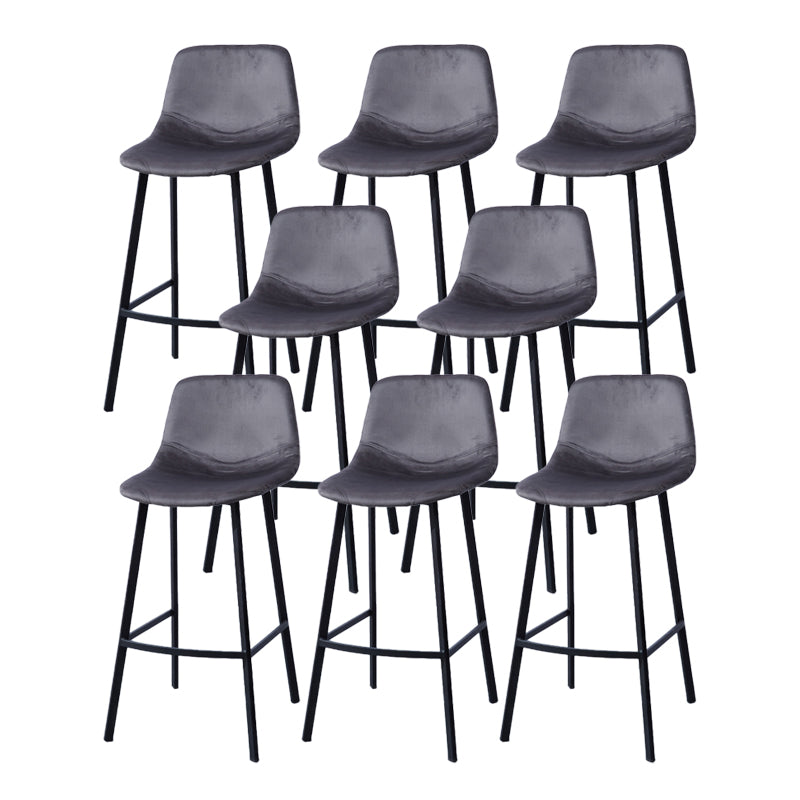Modern Footrest Coffee Shop Stool Matte Finish Upholstered Bar Stools Dark Gray 8 Piece Set Clearhalo 'Bar Furniture' 'Bar Stools' 'bar_stools' 'furn' 'furn_bar_stools' 'Furniture' 'furniture_bar_stools' 'Kitchen & Dining Furniture' 5085622