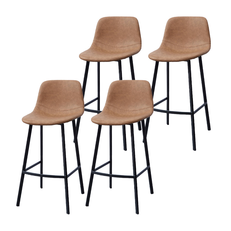 Modern Footrest Coffee Shop Stool Matte Finish Upholstered Bar Stools Brown 4 Piece Set Clearhalo 'Bar Furniture' 'Bar Stools' 'bar_stools' 'furn' 'furn_bar_stools' 'Furniture' 'furniture_bar_stools' 'Kitchen & Dining Furniture' 5085632
