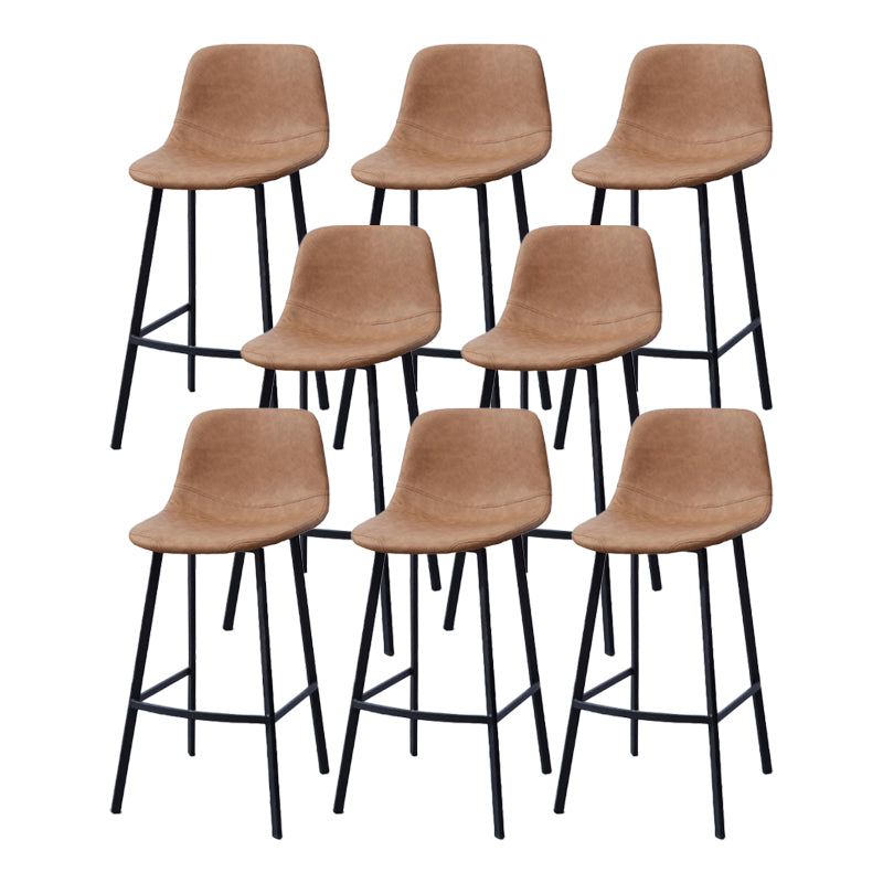 Modern Footrest Coffee Shop Stool Matte Finish Upholstered Bar Stools Brown 8 Piece Set Clearhalo 'Bar Furniture' 'Bar Stools' 'bar_stools' 'furn' 'furn_bar_stools' 'Furniture' 'furniture_bar_stools' 'Kitchen & Dining Furniture' 5085634
