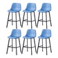 Modern Footrest Coffee Shop Stool Matte Finish Upholstered Bar Stools Blue 6 Piece Set Counter Stool(26"H) Clearhalo 'Bar Furniture' 'Bar Stools' 'bar_stools' 'furn' 'furn_bar_stools' 'Furniture' 'furniture_bar_stools' 'Kitchen & Dining Furniture' 5085637