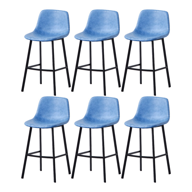 Modern Footrest Coffee Shop Stool Matte Finish Upholstered Bar Stools Blue 6 Piece Set Counter Stool(26"H) Clearhalo 'Bar Furniture' 'Bar Stools' 'bar_stools' 'furn' 'furn_bar_stools' 'Furniture' 'furniture_bar_stools' 'Kitchen & Dining Furniture' 5085637