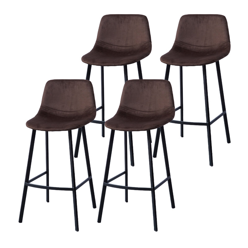 Modern Footrest Coffee Shop Stool Matte Finish Upholstered Bar Stools Dark Coffee 4 Piece Set Clearhalo 'Bar Furniture' 'Bar Stools' 'bar_stools' 'furn' 'furn_bar_stools' 'Furniture' 'furniture_bar_stools' 'Kitchen & Dining Furniture' 5085644
