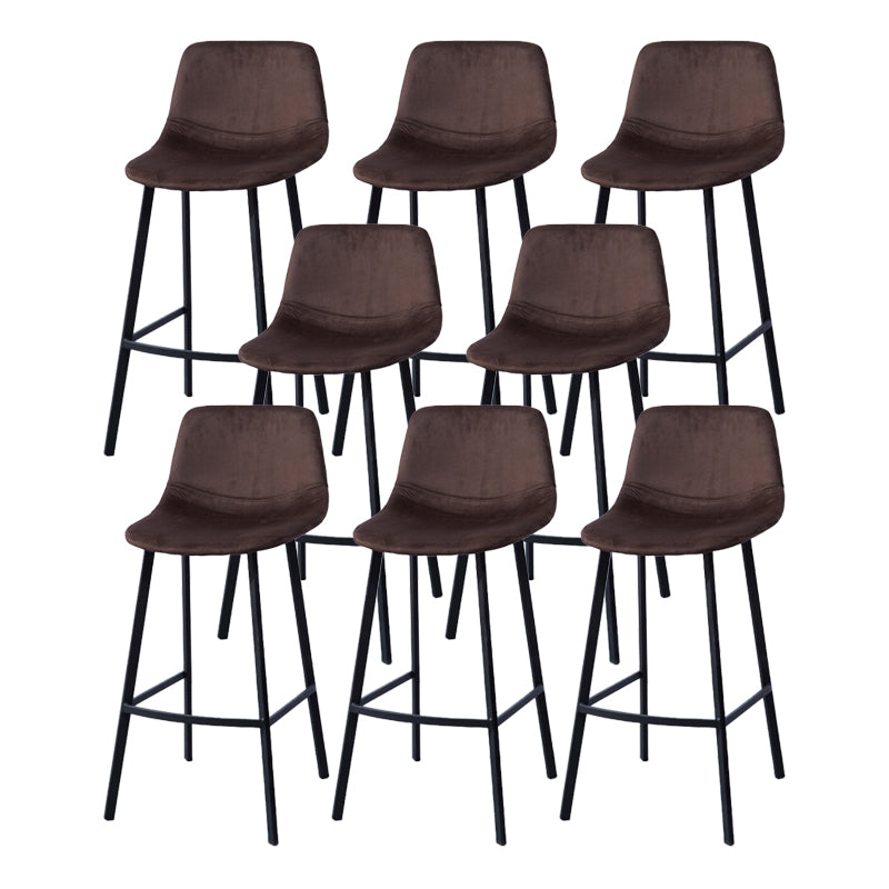 Modern Footrest Coffee Shop Stool Matte Finish Upholstered Bar Stools Dark Coffee 8 Piece Set Clearhalo 'Bar Furniture' 'Bar Stools' 'bar_stools' 'furn' 'furn_bar_stools' 'Furniture' 'furniture_bar_stools' 'Kitchen & Dining Furniture' 5085646