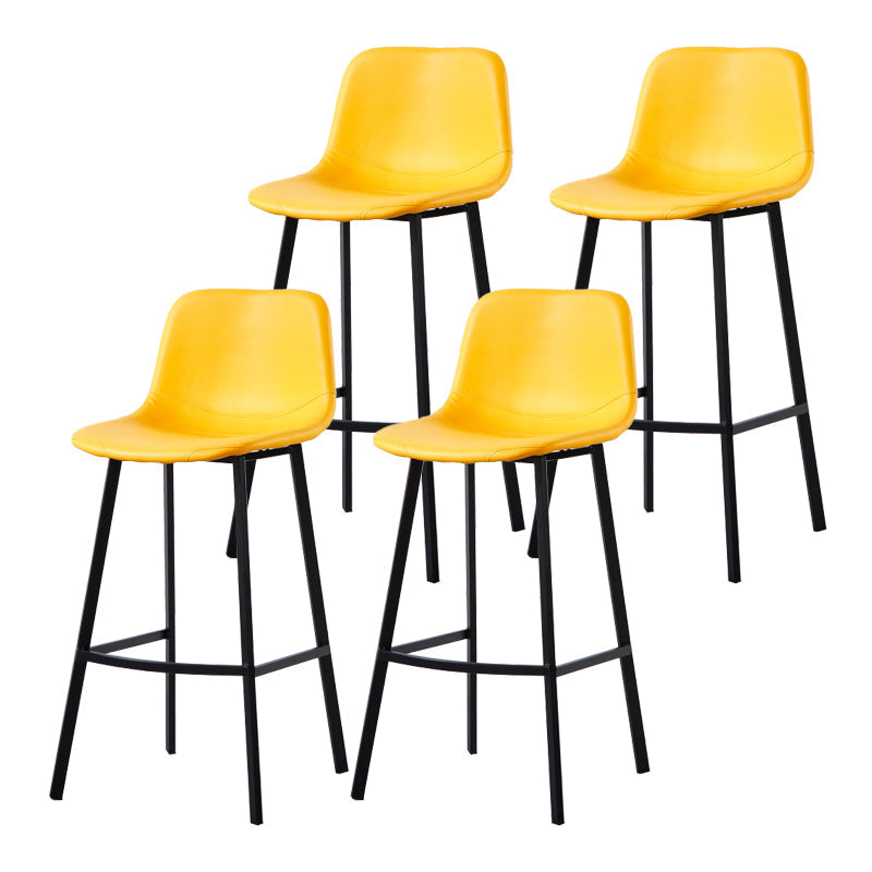 Modern Footrest Coffee Shop Stool Matte Finish Upholstered Bar Stools Yellow 4 Piece Set Bar Stool(30"H) Clearhalo 'Bar Furniture' 'Bar Stools' 'bar_stools' 'furn' 'furn_bar_stools' 'Furniture' 'furniture_bar_stools' 'Kitchen & Dining Furniture' 5085656