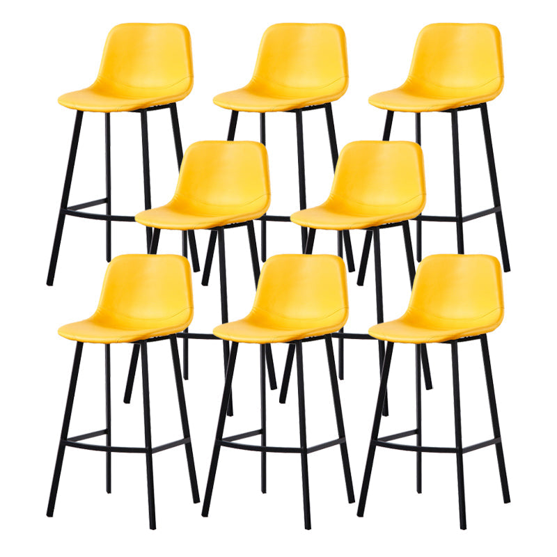 Modern Footrest Coffee Shop Stool Matte Finish Upholstered Bar Stools Yellow 8 Piece Set Bar Stool(30"H) Clearhalo 'Bar Furniture' 'Bar Stools' 'bar_stools' 'furn' 'furn_bar_stools' 'Furniture' 'furniture_bar_stools' 'Kitchen & Dining Furniture' 5085658