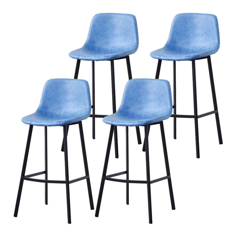 Modern Footrest Coffee Shop Stool Matte Finish Upholstered Bar Stools Blue 4 Piece Set Bar Stool(30"H) Clearhalo 'Bar Furniture' 'Bar Stools' 'bar_stools' 'furn' 'furn_bar_stools' 'Furniture' 'furniture_bar_stools' 'Kitchen & Dining Furniture' 5085660