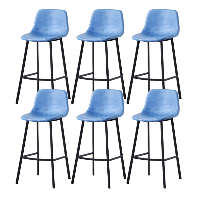 Modern Footrest Coffee Shop Stool Matte Finish Upholstered Bar Stools Blue 6 Piece Set Bar Stool(30"H) Clearhalo 'Bar Furniture' 'Bar Stools' 'bar_stools' 'furn' 'furn_bar_stools' 'Furniture' 'furniture_bar_stools' 'Kitchen & Dining Furniture' 5085661
