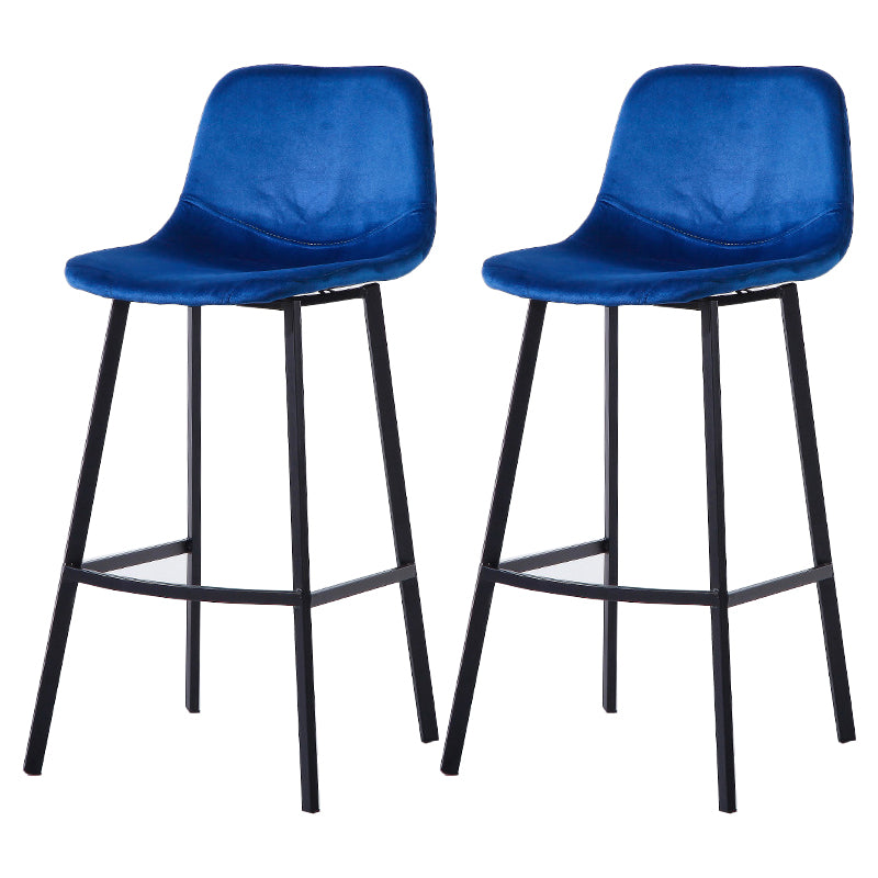 Modern Footrest Coffee Shop Stool Matte Finish Upholstered Bar Stools Dark Blue 2 Piece Set Bar Stool(30"H) Clearhalo 'Bar Furniture' 'Bar Stools' 'bar_stools' 'furn' 'furn_bar_stools' 'Furniture' 'furniture_bar_stools' 'Kitchen & Dining Furniture' 5085663