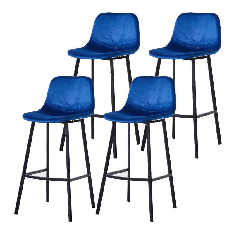 Modern Footrest Coffee Shop Stool Matte Finish Upholstered Bar Stools Dark Blue 4 Piece Set Bar Stool(30"H) Clearhalo 'Bar Furniture' 'Bar Stools' 'bar_stools' 'furn' 'furn_bar_stools' 'Furniture' 'furniture_bar_stools' 'Kitchen & Dining Furniture' 5085664