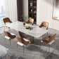 Luxury Sintered Stone Dining Set Rectangle 1/4/5/7/9 Pieces Dining Room Table Set 7 Pieces: Table, 6 Chairs Clearhalo 'Dining Room Sets' 'Dining Tables & Seating' 'dining_room_set' 'furn' 'furn_dining_room_set' 'Furniture' 'furniture_dining_room_set' 'Kitchen & Dining Furniture' 5085724