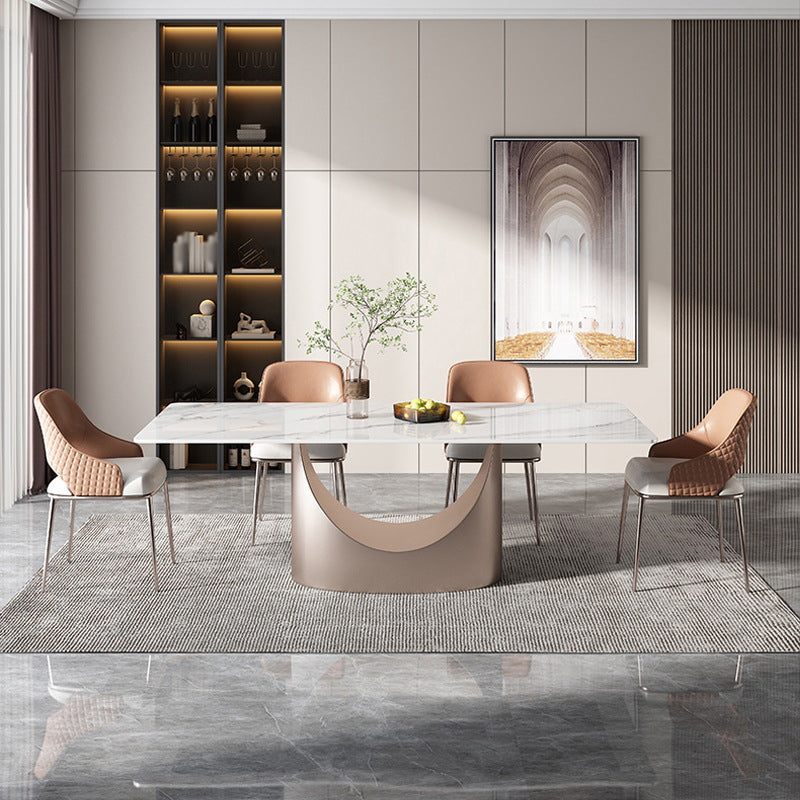 Luxury Sintered Stone Dining Set Rectangle 1/4/5/7/9 Pieces Dining Room Table Set 5 Pieces: Table, 4 Chairs Clearhalo 'Dining Room Sets' 'Dining Tables & Seating' 'dining_room_set' 'furn' 'furn_dining_room_set' 'Furniture' 'furniture_dining_room_set' 'Kitchen & Dining Furniture' 5085728