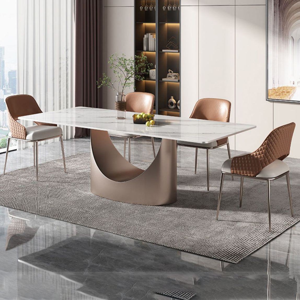 Luxury Sintered Stone Dining Set Rectangle 1/4/5/7/9 Pieces Dining Room Table Set Clearhalo 'Dining Room Sets' 'Dining Tables & Seating' 'dining_room_set' 'furn' 'furn_dining_room_set' 'Furniture' 'furniture_dining_room_set' 'Kitchen & Dining Furniture' 5085735