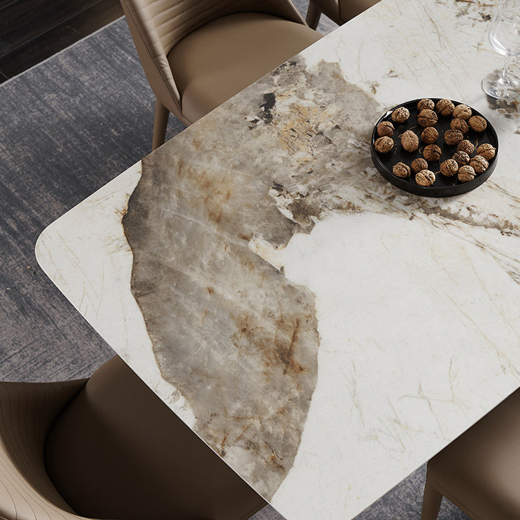 Modern Rectangle Sintered Stone Dining Table Set 1/3/4/5/7 Pieces Dining Set for Home Use Clearhalo 'Dining Room Sets' 'Dining Tables & Seating' 'dining_room_set' 'furn' 'furn_dining_room_set' 'Furniture' 'furniture_dining_room_set' 'Kitchen & Dining Furniture' 5085761