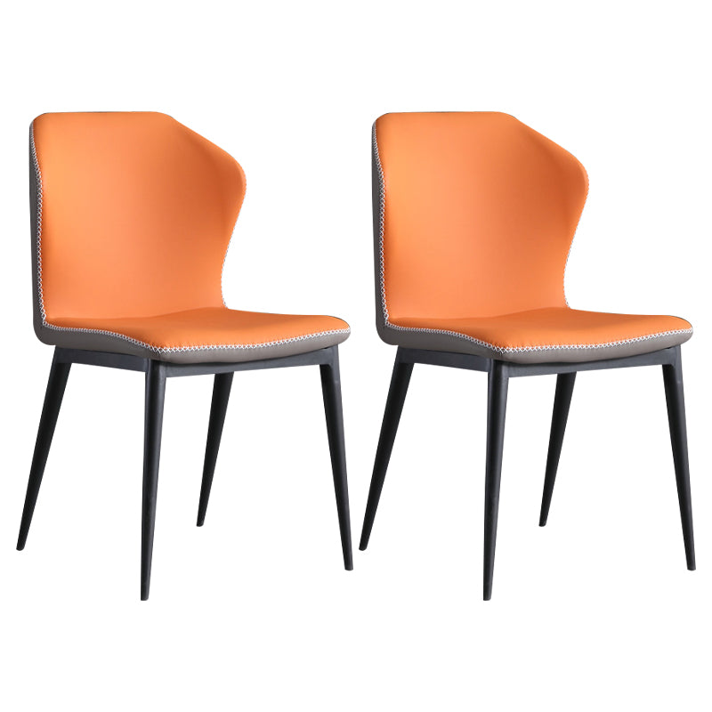 Contemporary Metal Dining Room Set 1/2/5/7 Pieces Dining Set for Home Use 2 Orange Chairs Clearhalo 'Dining Room Sets' 'Dining Tables & Seating' 'dining_room_set' 'furn' 'furn_dining_room_set' 'Furniture' 'furniture_dining_room_set' 'Kitchen & Dining Furniture' 5085783