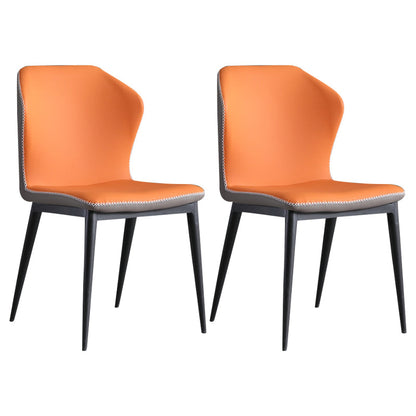 Contemporary Metal Dining Room Set 1/2/5/7 Pieces Dining Set for Home Use 2 Orange Chairs Clearhalo 'Dining Room Sets' 'Dining Tables & Seating' 'dining_room_set' 'furn' 'furn_dining_room_set' 'Furniture' 'furniture_dining_room_set' 'Kitchen & Dining Furniture' 5085783