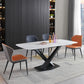 Contemporary Metal Dining Room Set 1/2/5/7 Pieces Dining Set for Home Use 5 Pieces: Table, 4 Chairs Clearhalo 'Dining Room Sets' 'Dining Tables & Seating' 'dining_room_set' 'furn' 'furn_dining_room_set' 'Furniture' 'furniture_dining_room_set' 'Kitchen & Dining Furniture' 5085785