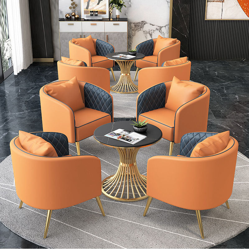 Glam Round Sintered Stone Dining Table Set 1/2/5 Pieces Dining Set for Home Use Clearhalo 'Dining Room Sets' 'Dining Tables & Seating' 'dining_room_set' 'furn' 'furn_dining_room_set' 'Furniture' 'furniture_dining_room_set' 'Kitchen & Dining Furniture' 5085812