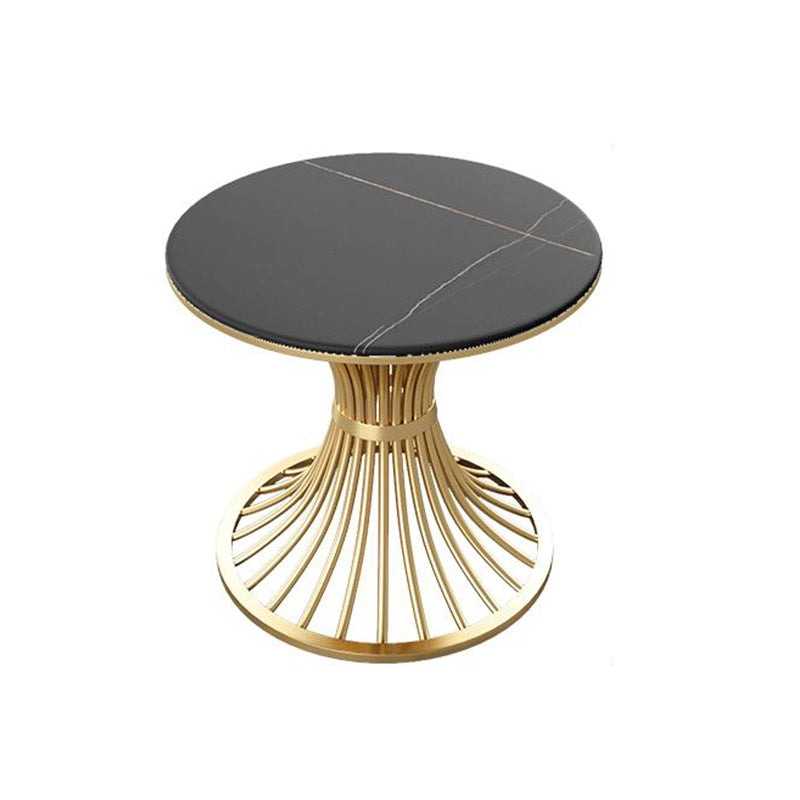 Glam Round Sintered Stone Dining Table Set 1/2/5 Pieces Dining Set for Home Use Black 24"L x 24"W Clearhalo 'Dining Room Sets' 'Dining Tables & Seating' 'dining_room_set' 'furn' 'furn_dining_room_set' 'Furniture' 'furniture_dining_room_set' 'Kitchen & Dining Furniture' 5085813