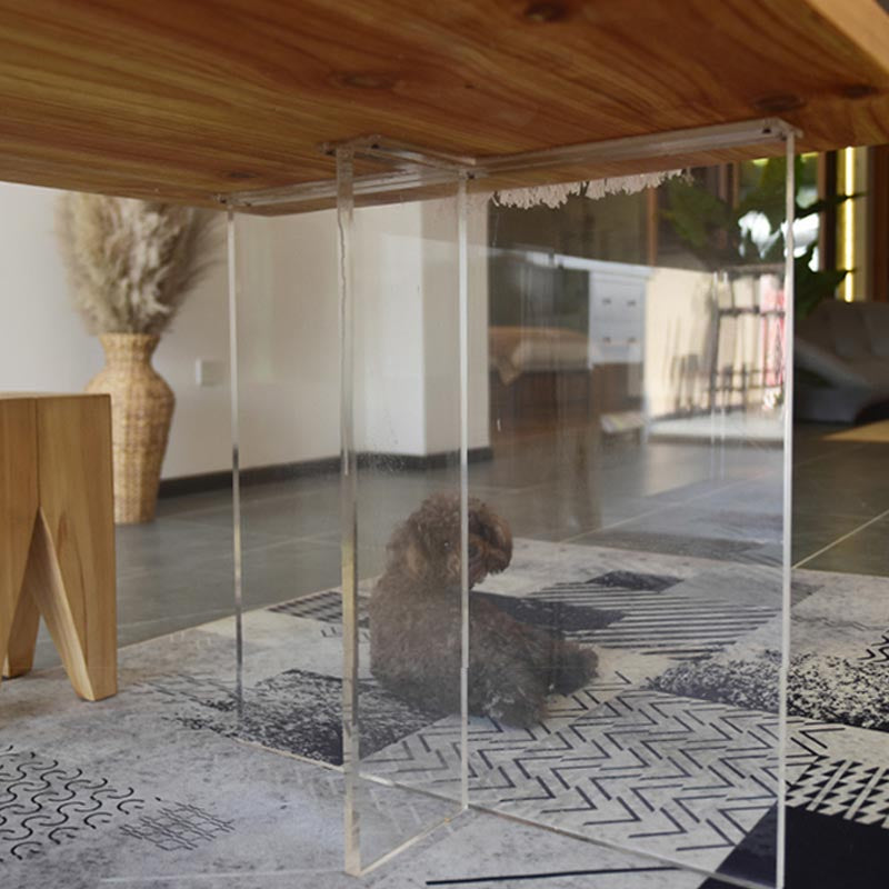 Double Acrylic Base Dining Table Modern Solid Wood Rectangle Dining Table Clearhalo 'Dining Tables & Seating' 'Dining Tables' 'dining_table' 'furn' 'furn_dining_table' 'Furniture' 'furniture_dining_table' 'Kitchen & Dining Furniture' 5085846