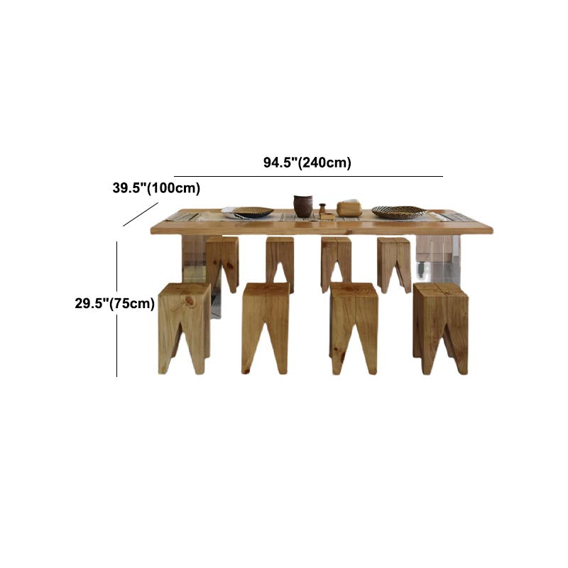 Double Acrylic Base Dining Table Modern Solid Wood Rectangle Dining Table Clearhalo 'Dining Tables & Seating' 'Dining Tables' 'dining_table' 'furn' 'furn_dining_table' 'Furniture' 'furniture_dining_table' 'Kitchen & Dining Furniture' 5085860