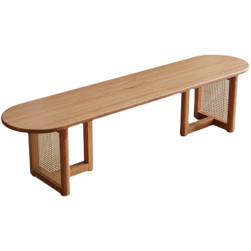 Modern Dining Table Solid Wood Top Dining Table with Double Rattan Base for Living Room Clearhalo 'Dining Tables & Seating' 'Dining Tables' 'dining_table' 'furn' 'furn_dining_table' 'Furniture' 'furniture_dining_table' 'Kitchen & Dining Furniture' 5085865