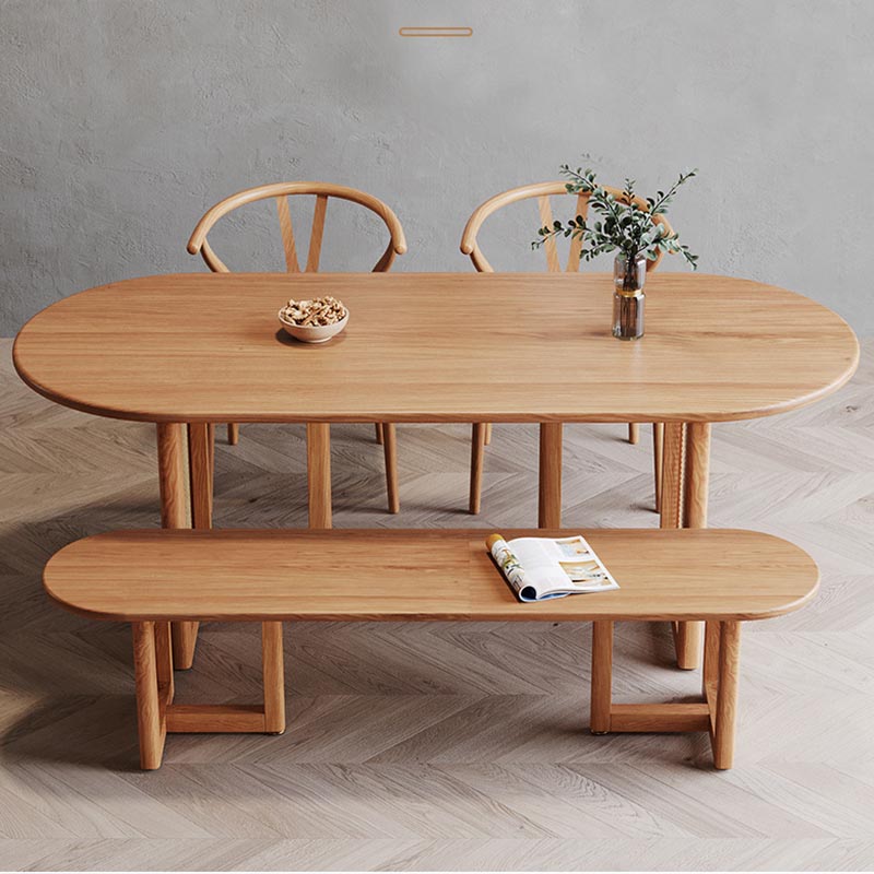 Modern Dining Table Solid Wood Top Dining Table with Double Rattan Base for Living Room Clearhalo 'Dining Tables & Seating' 'Dining Tables' 'dining_table' 'furn' 'furn_dining_table' 'Furniture' 'furniture_dining_table' 'Kitchen & Dining Furniture' 5085870