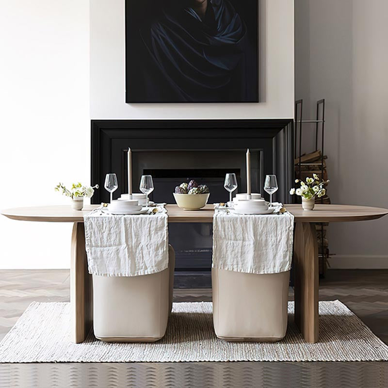 Modern Solid Wood Top Oval Dinette Table Wood Base Dining Table for Living Room Without Chairs Clearhalo 'Dining Tables & Seating' 'Dining Tables' 'dining_table' 'furn' 'furn_dining_table' 'Furniture' 'furniture_dining_table' 'Kitchen & Dining Furniture' 5085883