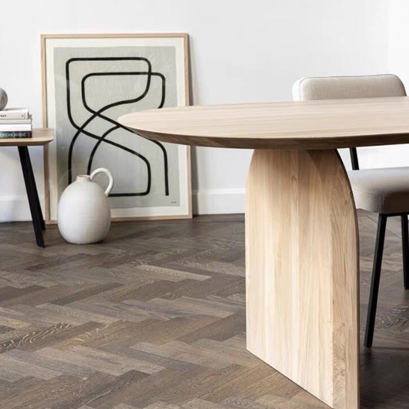 Modern Solid Wood Top Oval Dinette Table Wood Base Dining Table for Living Room Clearhalo 'Dining Tables & Seating' 'Dining Tables' 'dining_table' 'furn' 'furn_dining_table' 'Furniture' 'furniture_dining_table' 'Kitchen & Dining Furniture' 5085888