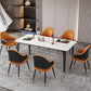 Black Iron 4 Legs Dining Site Table Industrial Stone Top Rectangle Dining Table White 55.1"L x 31.5"W x 29.5"H Without Chairs Clearhalo 'Dining Tables & Seating' 'Dining Tables' 'dining_table' 'furn' 'furn_dining_table' 'Furniture' 'furniture_dining_table' 'Kitchen & Dining Furniture' 5085899