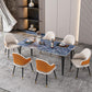 Black Iron 4 Legs Dining Site Table Industrial Stone Top Rectangle Dining Table Blue Without Chairs Clearhalo 'Dining Tables & Seating' 'Dining Tables' 'dining_table' 'furn' 'furn_dining_table' 'Furniture' 'furniture_dining_table' 'Kitchen & Dining Furniture' 5085902