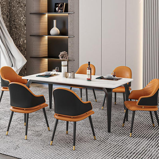 Black Iron 4 Legs Dining Site Table Industrial Stone Top Rectangle Dining Table Clearhalo 'Dining Tables & Seating' 'Dining Tables' 'dining_table' 'furn' 'furn_dining_table' 'Furniture' 'furniture_dining_table' 'Kitchen & Dining Furniture' 5085909