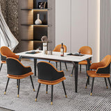 Black Iron 4 Legs Dining Site Table Industrial Stone Top Rectangle Dining Table Clearhalo 'Dining Tables & Seating' 'Dining Tables' 'dining_table' 'furn' 'furn_dining_table' 'Furniture' 'furniture_dining_table' 'Kitchen & Dining Furniture' 5085909