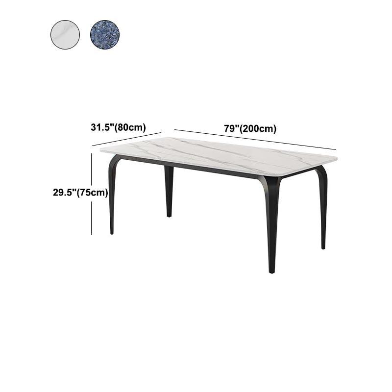 Black Iron 4 Legs Dining Site Table Industrial Stone Top Rectangle Dining Table Clearhalo 'Dining Tables & Seating' 'Dining Tables' 'dining_table' 'furn' 'furn_dining_table' 'Furniture' 'furniture_dining_table' 'Kitchen & Dining Furniture' 5085915