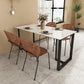 Modern White Stone Top Dinette Table Black Base Dining Table for Living Room Rectangle 63"L x 31.5"W x 29.5"H Without Chairs Clearhalo 'Dining Tables & Seating' 'Dining Tables' 'dining_table' 'furn' 'furn_dining_table' 'Furniture' 'furniture_dining_table' 'Kitchen & Dining Furniture' 5085917