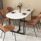Modern White Stone Top Dinette Table Black Base Dining Table for Living Room Free Form 51.2"L x 27.6"W x 29.5"H Without Chairs Clearhalo 'Dining Tables & Seating' 'Dining Tables' 'dining_table' 'furn' 'furn_dining_table' 'Furniture' 'furniture_dining_table' 'Kitchen & Dining Furniture' 5085918