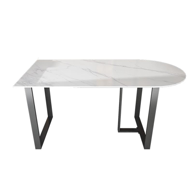Modern White Stone Top Dinette Table Black Base Dining Table for Living Room Free Form Without Chairs Clearhalo 'Dining Tables & Seating' 'Dining Tables' 'dining_table' 'furn' 'furn_dining_table' 'Furniture' 'furniture_dining_table' 'Kitchen & Dining Furniture' 5085921