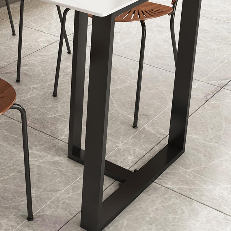 Modern White Stone Top Dinette Table Black Base Dining Table for Living Room Clearhalo 'Dining Tables & Seating' 'Dining Tables' 'dining_table' 'furn' 'furn_dining_table' 'Furniture' 'furniture_dining_table' 'Kitchen & Dining Furniture' 5085922