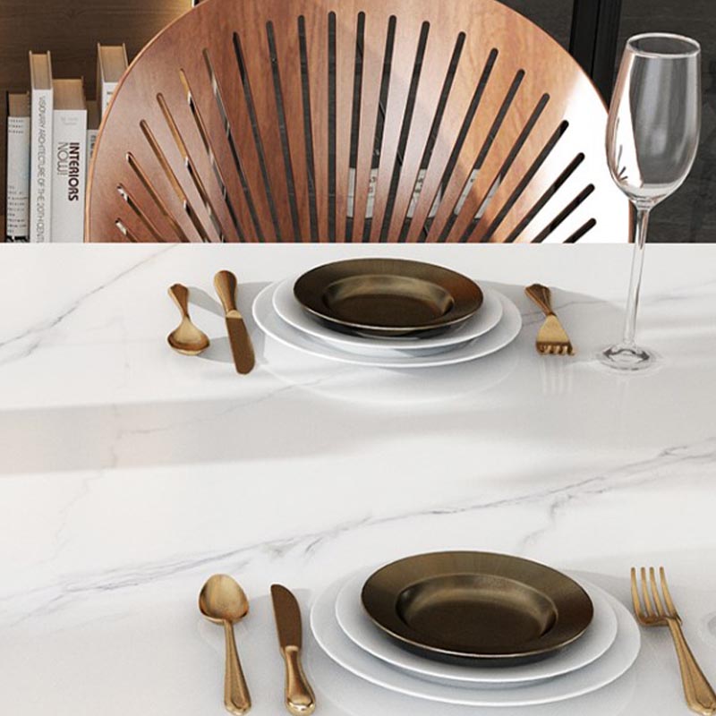 Modern White Stone Top Dinette Table Black Base Dining Table for Living Room Clearhalo 'Dining Tables & Seating' 'Dining Tables' 'dining_table' 'furn' 'furn_dining_table' 'Furniture' 'furniture_dining_table' 'Kitchen & Dining Furniture' 5085923