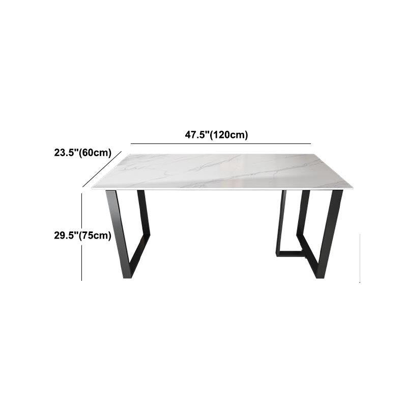 Modern White Stone Top Dinette Table Black Base Dining Table for Living Room Clearhalo 'Dining Tables & Seating' 'Dining Tables' 'dining_table' 'furn' 'furn_dining_table' 'Furniture' 'furniture_dining_table' 'Kitchen & Dining Furniture' 5085925