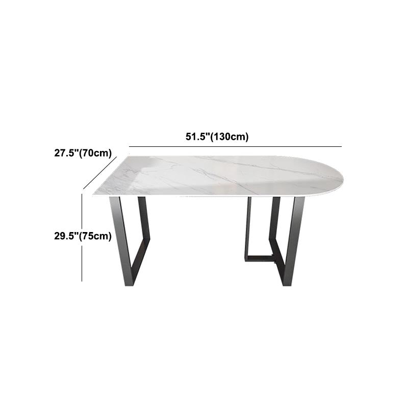 Modern White Stone Top Dinette Table Black Base Dining Table for Living Room Clearhalo 'Dining Tables & Seating' 'Dining Tables' 'dining_table' 'furn' 'furn_dining_table' 'Furniture' 'furniture_dining_table' 'Kitchen & Dining Furniture' 5085926