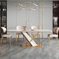 Traditional Luxury Stone Dining Table Gold Pedestal Casual Dining Table Gold 63"L x 35.4"W x 29.5"H Without Chairs Clearhalo 'Dining Tables & Seating' 'Dining Tables' 'dining_table' 'furn' 'furn_dining_table' 'Furniture' 'furniture_dining_table' 'Kitchen & Dining Furniture' 5085936