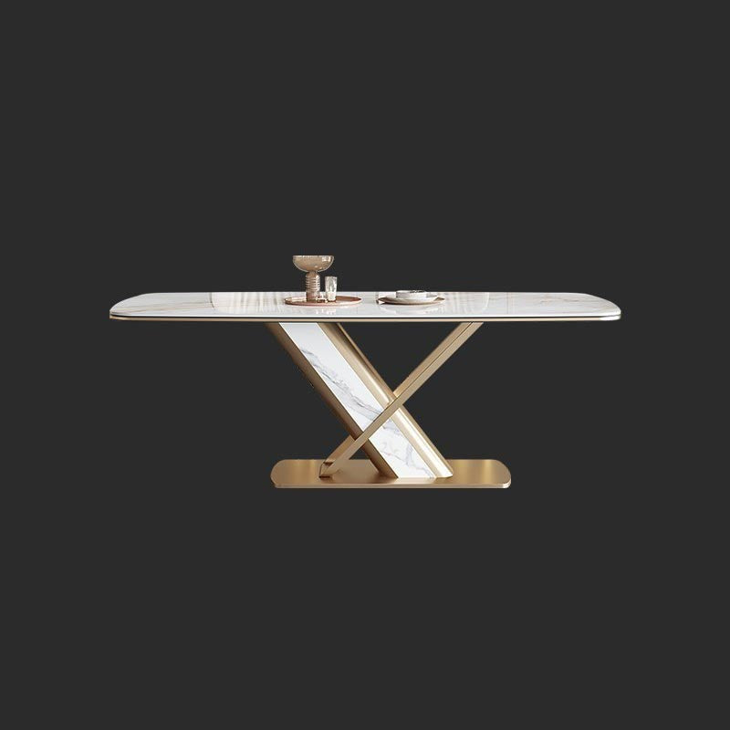 Traditional Luxury Stone Dining Table Gold Pedestal Casual Dining Table Clearhalo 'Dining Tables & Seating' 'Dining Tables' 'dining_table' 'furn' 'furn_dining_table' 'Furniture' 'furniture_dining_table' 'Kitchen & Dining Furniture' 5085938