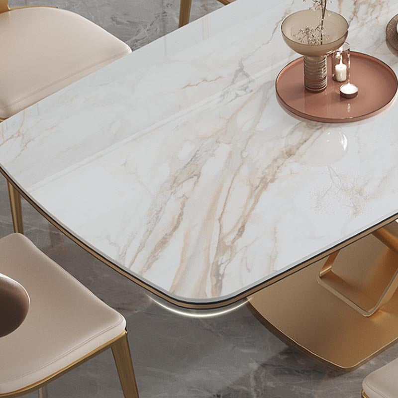 Traditional Luxury Stone Dining Table Gold Pedestal Casual Dining Table Clearhalo 'Dining Tables & Seating' 'Dining Tables' 'dining_table' 'furn' 'furn_dining_table' 'Furniture' 'furniture_dining_table' 'Kitchen & Dining Furniture' 5085941