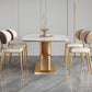 Traditional Luxury Stone Dining Table Gold Pedestal Casual Dining Table Clearhalo 'Dining Tables & Seating' 'Dining Tables' 'dining_table' 'furn' 'furn_dining_table' 'Furniture' 'furniture_dining_table' 'Kitchen & Dining Furniture' 5085943